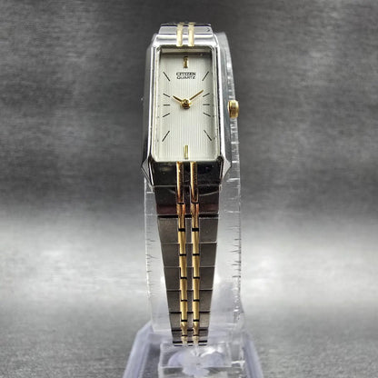 Citizen Tank Watch Women 13mm Champagne Dial Two Tone Rectangle New Battery JP5