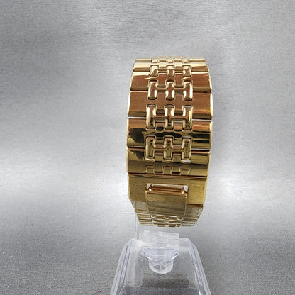 Seiko Tank Watch Men 28mm Champagne Dial Gold Tone 5y305309 New Battery7