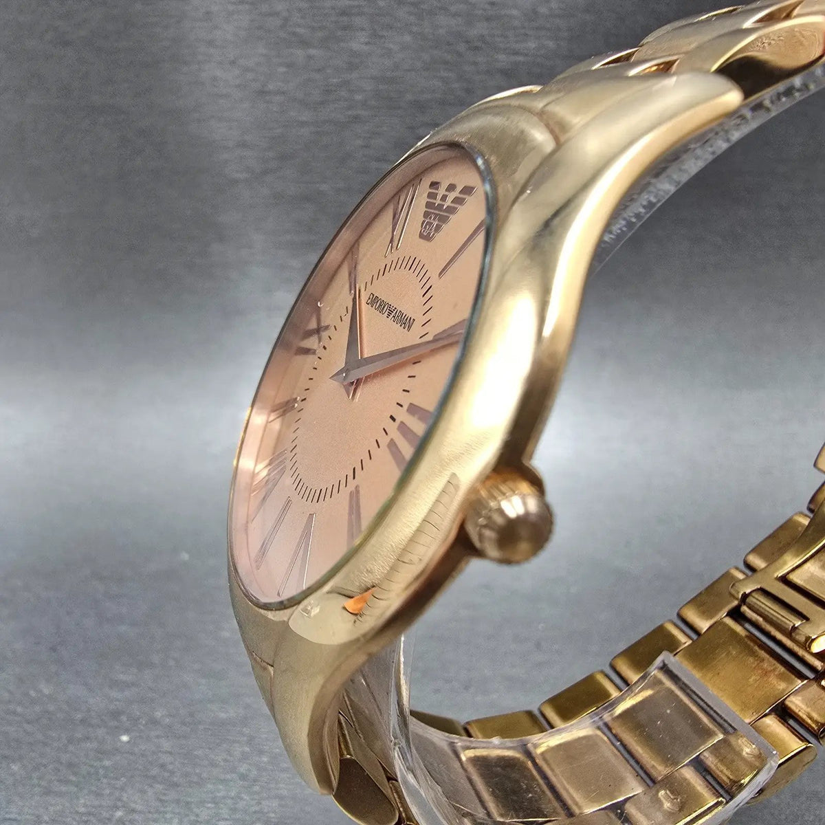 Emporio Armani Valente Watch Men 42mm Brown Dial Rose Gold Small Seconds Newbat3