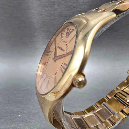 Emporio Armani Valente Watch Men 42mm Brown Dial Rose Gold Small Seconds Newbat3