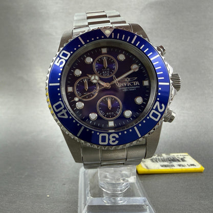 Invitca Pro Diver Chronograph Watch Men 43mm Blue Dial Steel 1769 Round New batt6
