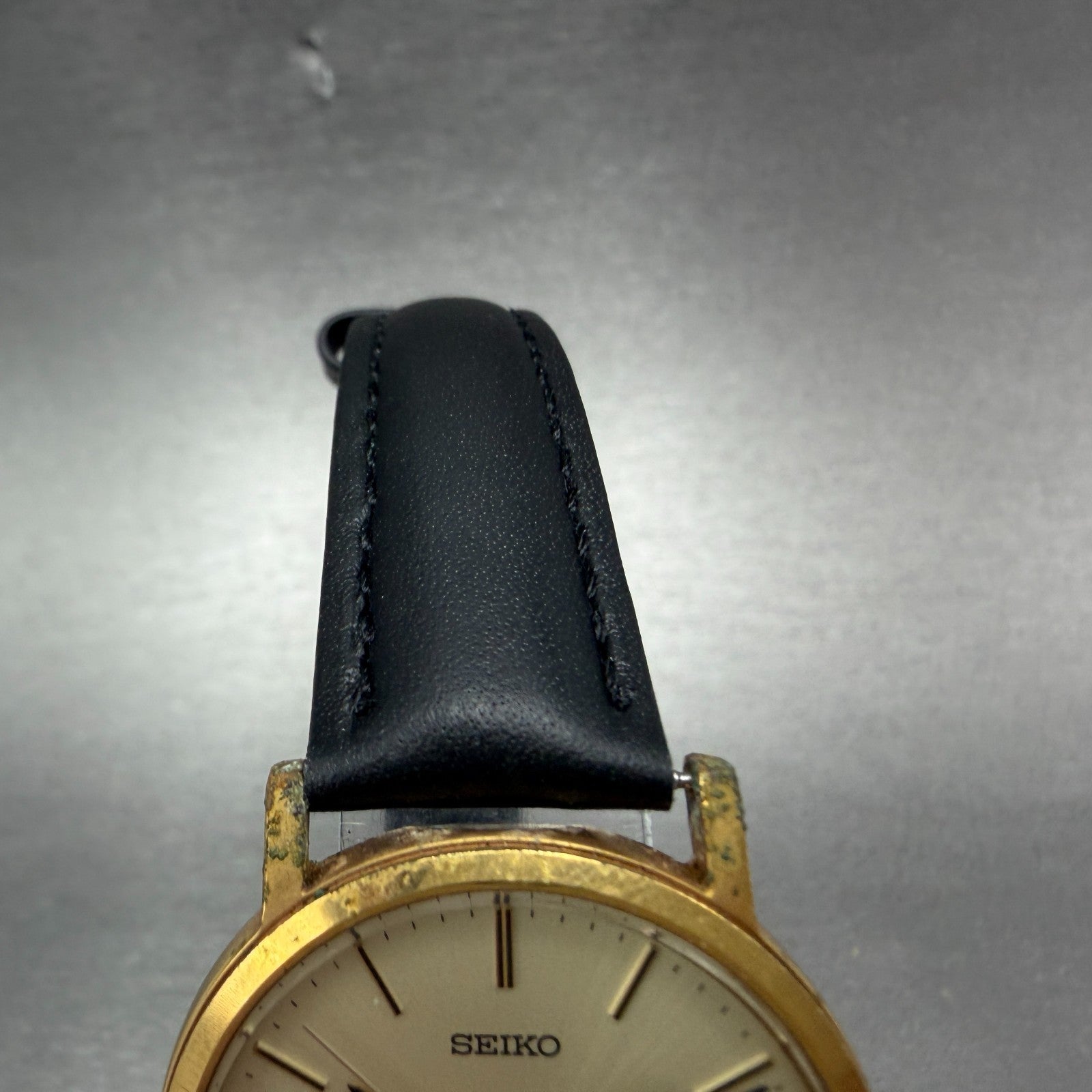 Seiko Spirit Watch Men 32mm Champagne Dial Gold Tone 7N01-7060 New Battery TYH4