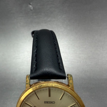 Seiko Spirit Watch Men 32mm Champagne Dial Gold Tone 7N01-7060 New Battery TYH4
