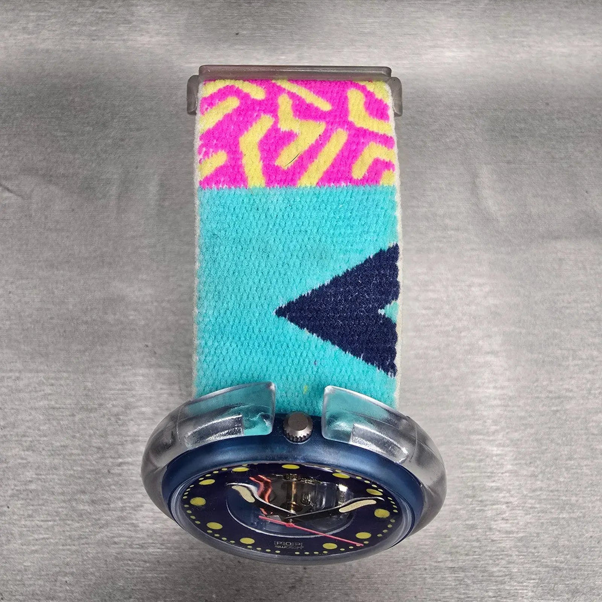 Swatch Pop Photofish Watch Women 47mm Blue Dial Round PWN101 New Battery VTG4