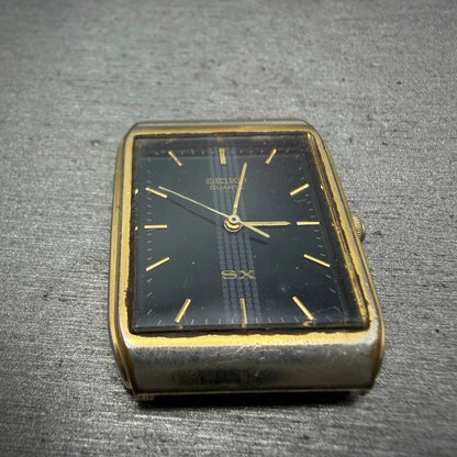 Seiko SX Tank Watch Men 25mm Black Dial Gold Tone Rectangle V701-5K00 PARTS3