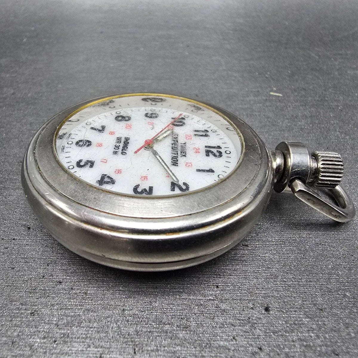 Timex Expedition Pocket Watch Men 47mm White Dial Silver Tone Indiglo New Batt5
