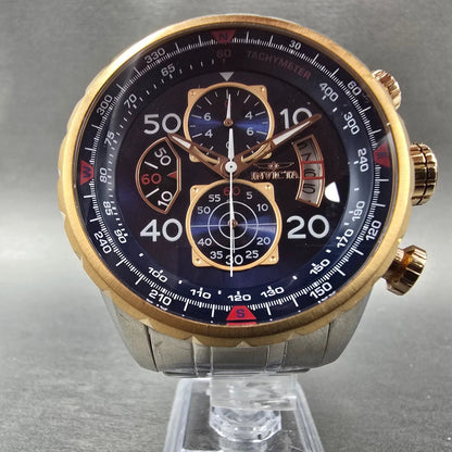 Invicta Aviator Chronograph Watch Men 49mm Blue Dial Two Tone Date 17203 NewBatt5