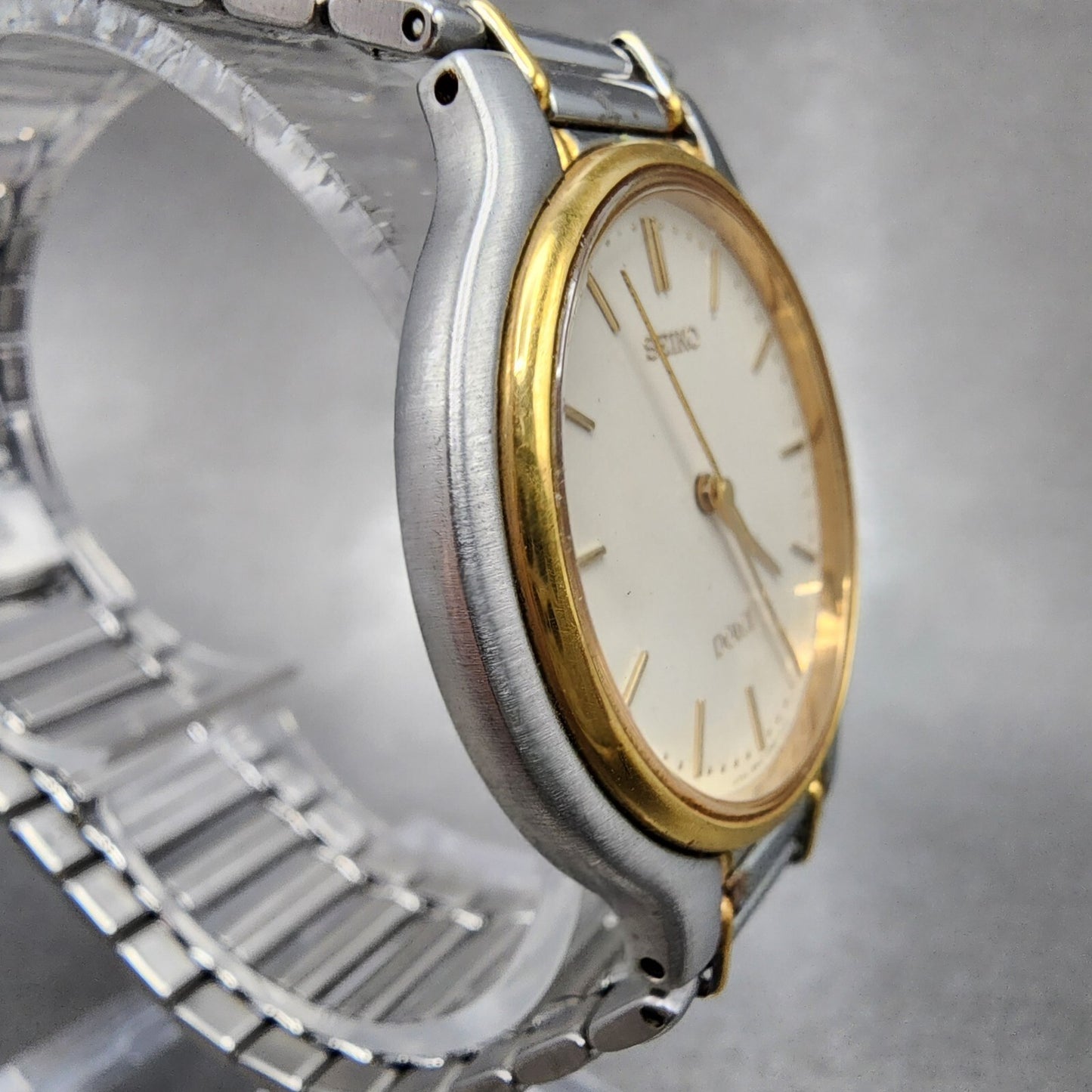 Seiko Dolce Watch Men 32mm Cream Dial Two Tone 8n41-6230 New Battery READ!