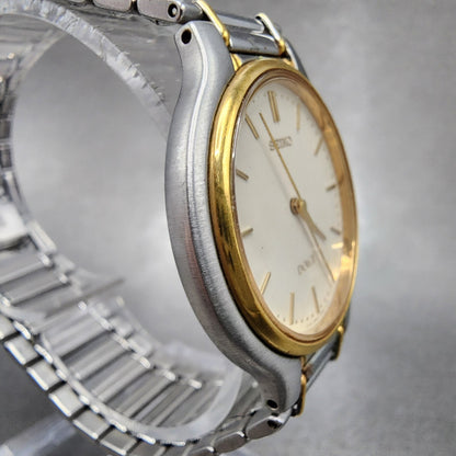 Seiko Dolce Watch Men 32mm Cream Dial Two Tone 8n41-6230 New Battery READ!