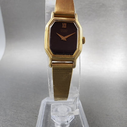 Seiko Watch Women 16mm Brown Dial Gold Tone Octagon 2C205769 New Battery VTG5