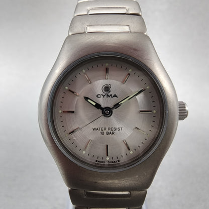 Cyma Watch Women 25mm Silver Dial Titanium Round 820 New Battery Vintage1