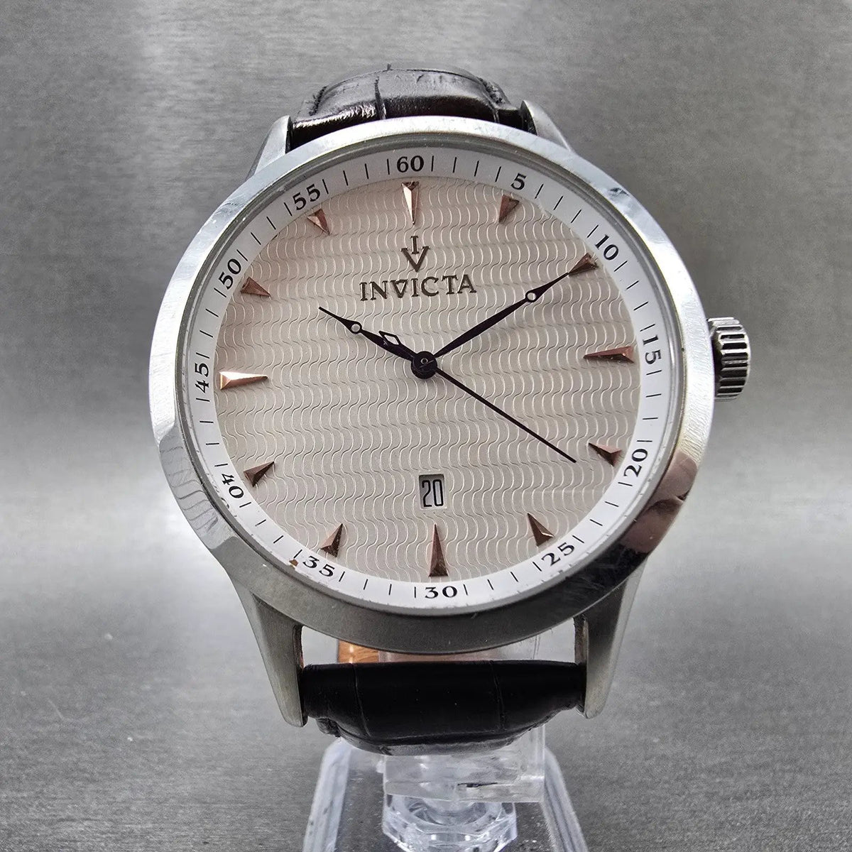 Invicta Vintage Watch Men 45mm White Dial Silver Date Round 12222 New Battery5