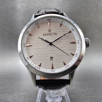 Invicta Vintage Watch Men 45mm White Dial Silver Date Round 12222 New Battery5