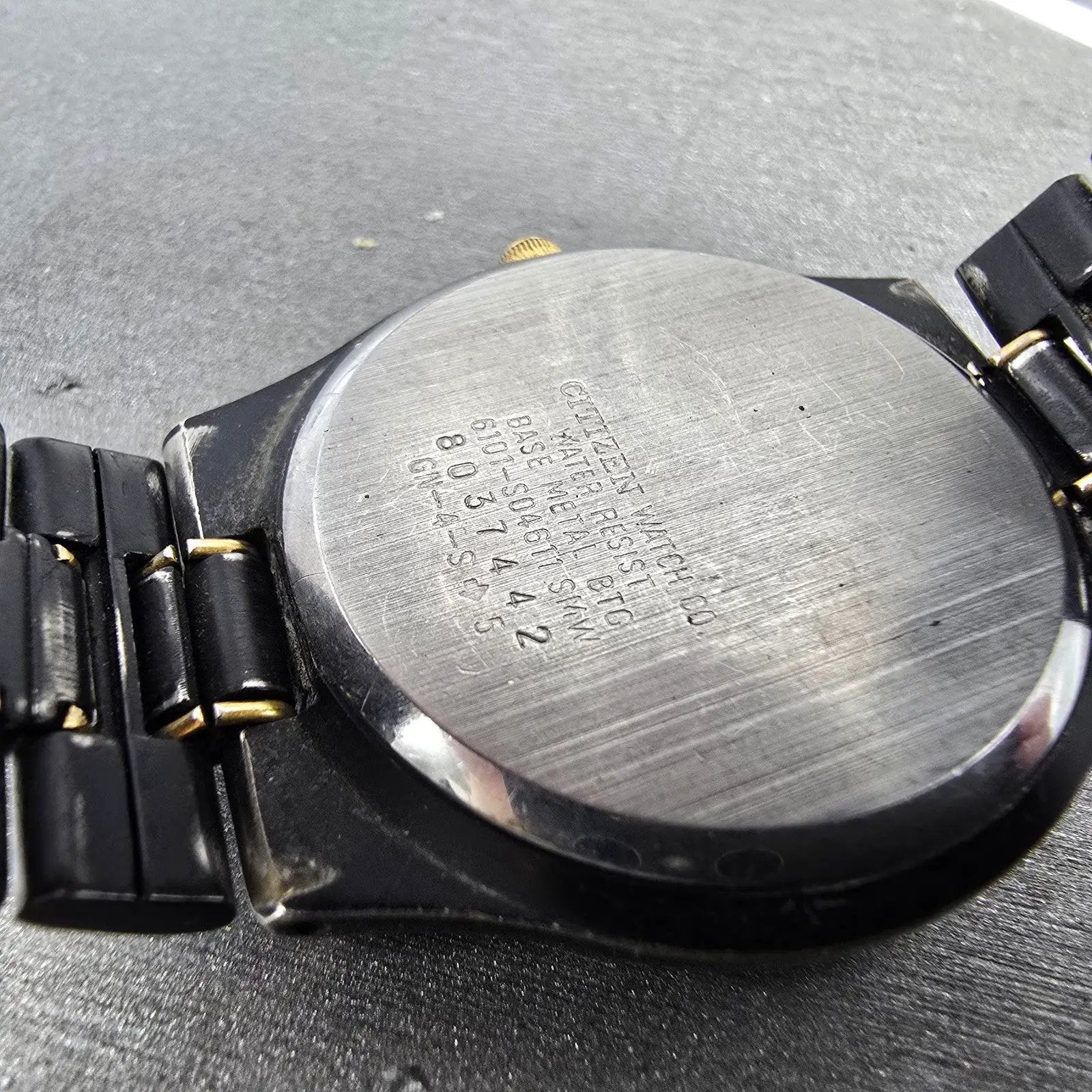 Citizen CQ Watch Men Black Dial Black & Gold Tone Daydate 6101-S04611 PARTS10