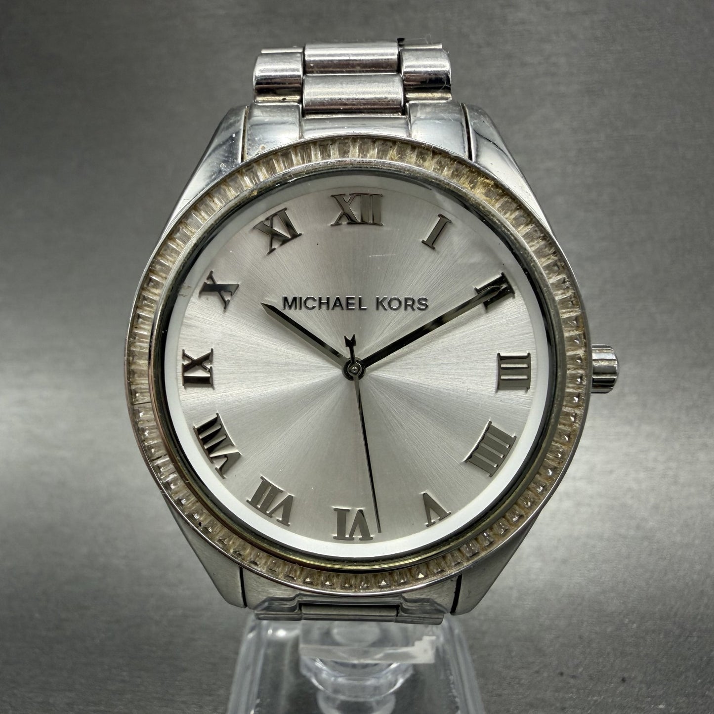 Michael Kors Blake Watch Women 42mm Silver Dial Silver Tone Round MK3243 NewBatt0