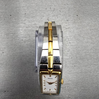 Seiko Tank Watch Women 13mm White Dial Two Tone Rectangle 2E20-7479 New Battery4