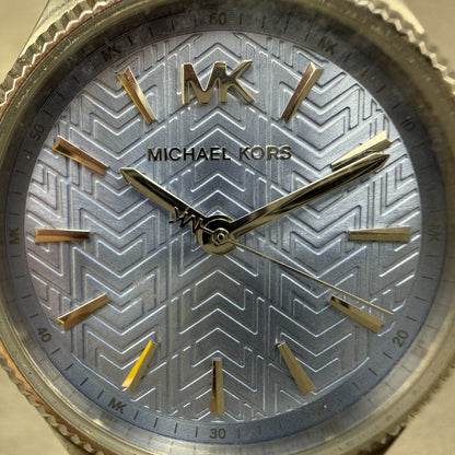 Michael Kors Lexington Watch Women 36mm Blue Dial Silver Tone MK-2807 New Batt1