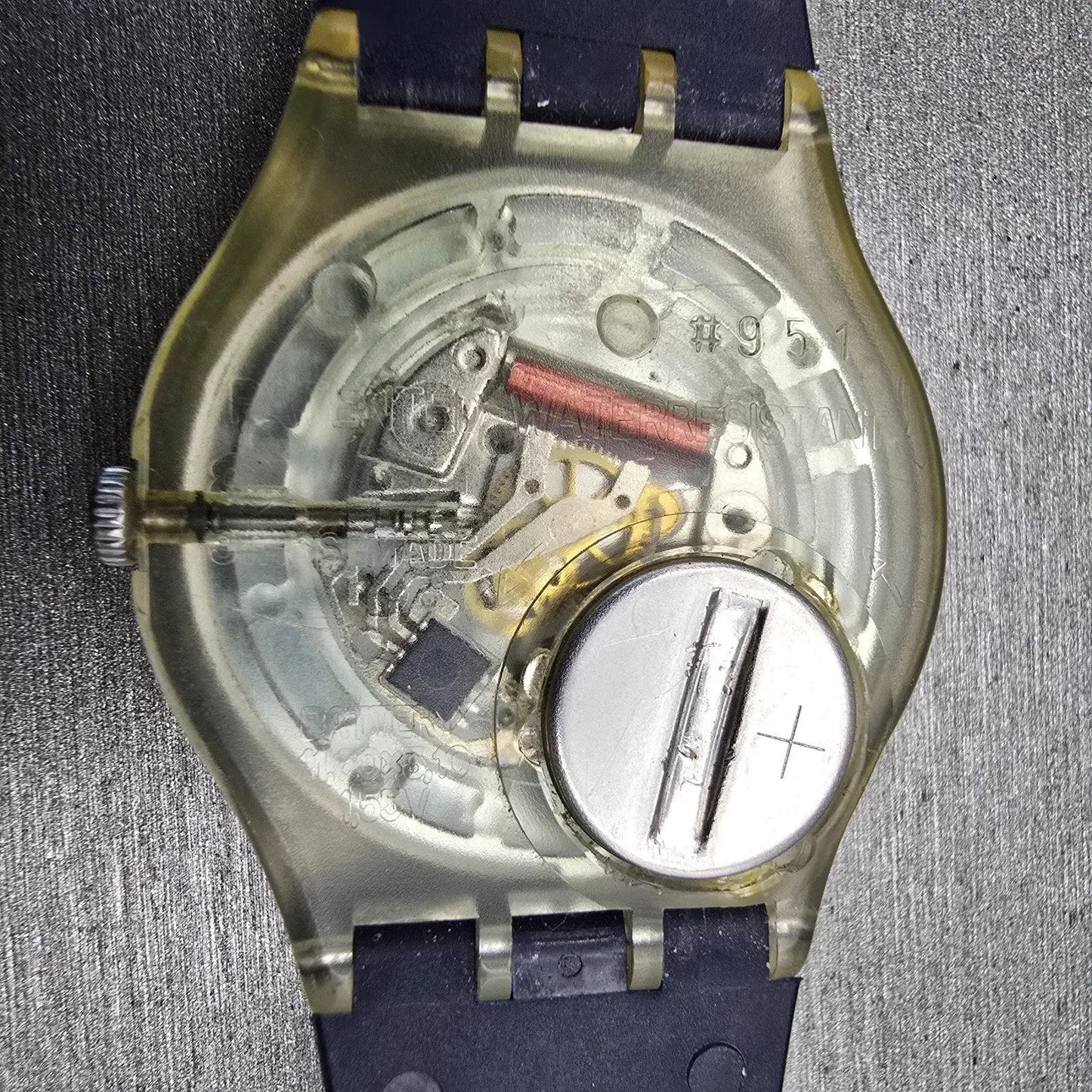 Swatch TITI PARISIEN Watch Unisex 34mm Blue Dial Clear Case GK276 New Battery10