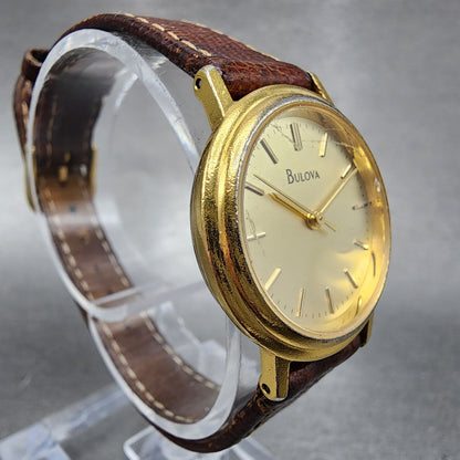 Bulova Watch Women 26mm Champagne Dial Gold Tone Round New Battery