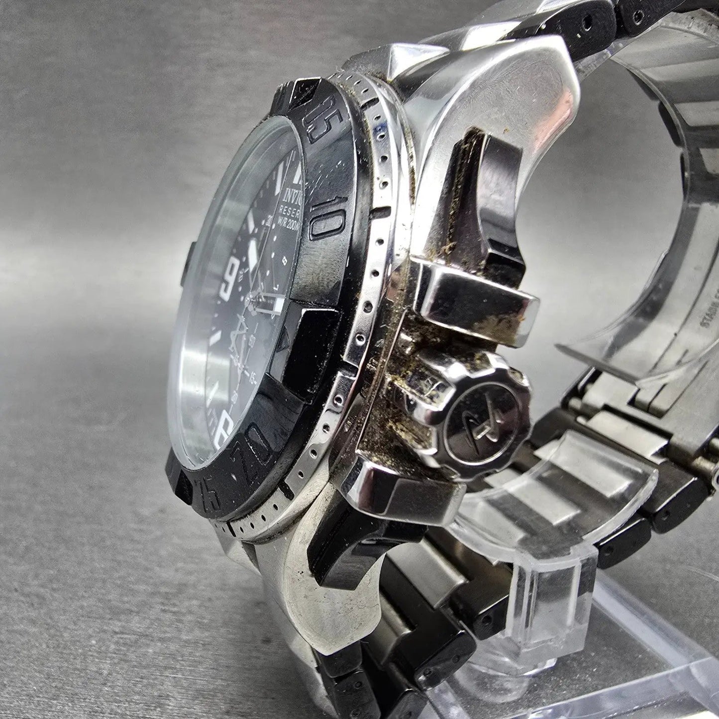 Invicta Reserve Chronograph Watch Men 49mm Black Dial Steel Date 5677 NewBattery2