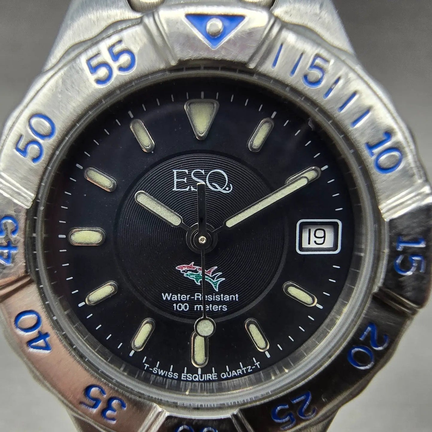 ESQ Freedom Eagle Dive Watch Women 29mm Black Dial Steel Date 100224 New Battery1