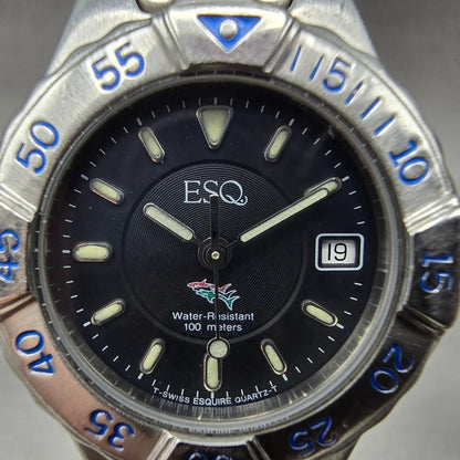 ESQ Freedom Eagle Dive Watch Women 29mm Black Dial Steel Date 100224 New Battery1