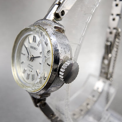Seiko Special Watch Women 17mm Silver Dial White Gold Plated Manual Wind Runs2