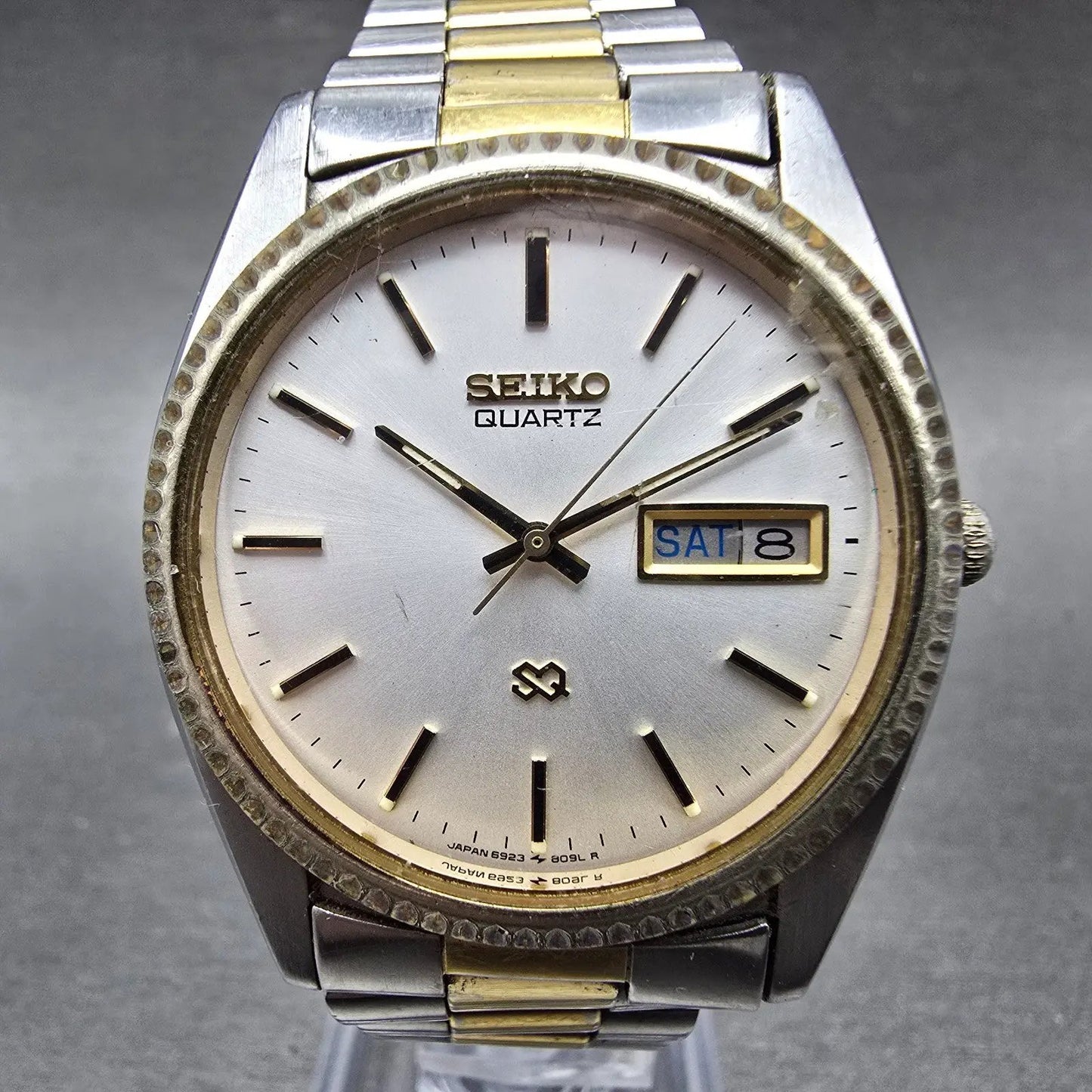 Seiko President Watch Men 36mm Gold Dial Two Tone Daydate 6923-8080 New Battery0