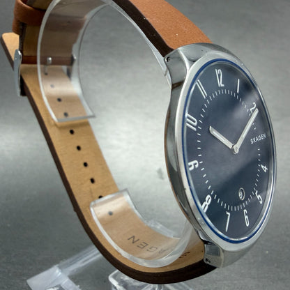 Skagen Grenen Watch Men 38mm Blue Dial Silver Tone Round SKW6457 New battery3