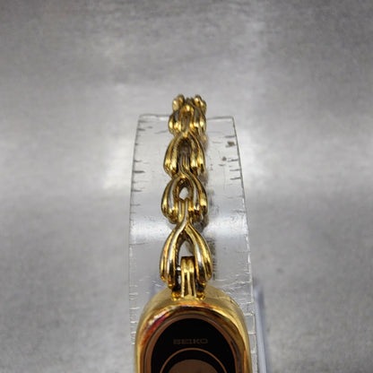 Seiko Watch Women 13mm Digital Gold Tone Oval L6204000 New Battery4