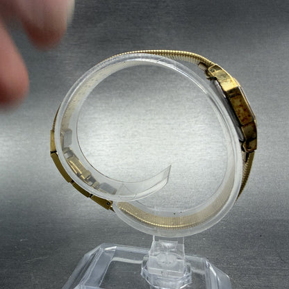 Seiko Watch Women 16mm Gold Dial Gold Tone Octagon 2C21-5409 New Battery8