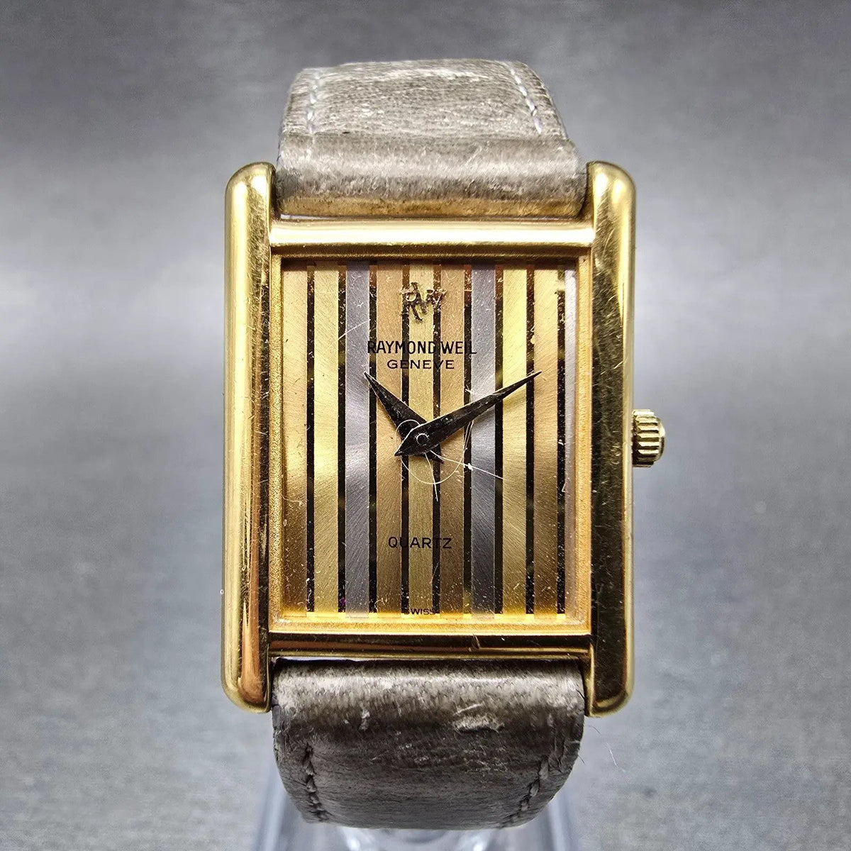 Raymond Weil Tank Watch Women 20mm Gold Dial Gold Plated 5766 NO GLASS New Batt0