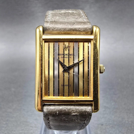 Raymond Weil Tank Watch Women 20mm Gold Dial Gold Plated 5766 NO GLASS New Batt0