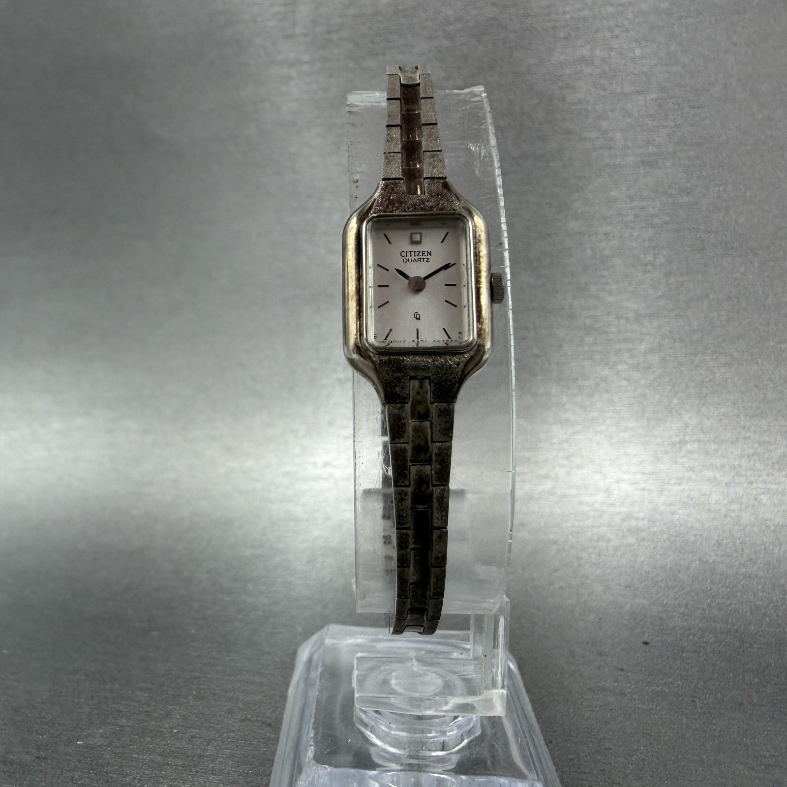 Citizen CQ Watch Women 13mm Silver Dial Silver Tone Rectangle New Battery ABC5