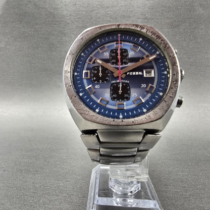 Fossil Blue Chronograph Watch Men 41mm Blue Dial Steel Date CH-2421 New Battery5