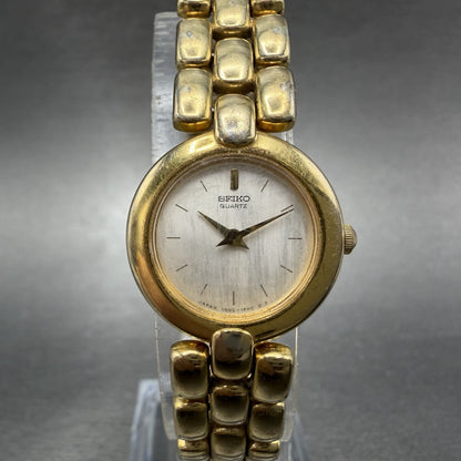 Seiko Watch Women 20mm Silver Dial Gold Tone Round 1N00-0D79 New Battery0