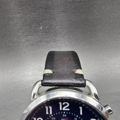 Tommy Hilfiger Briggs Watch Men 46mm Blue Dial Steel Daydate Round New Battery4