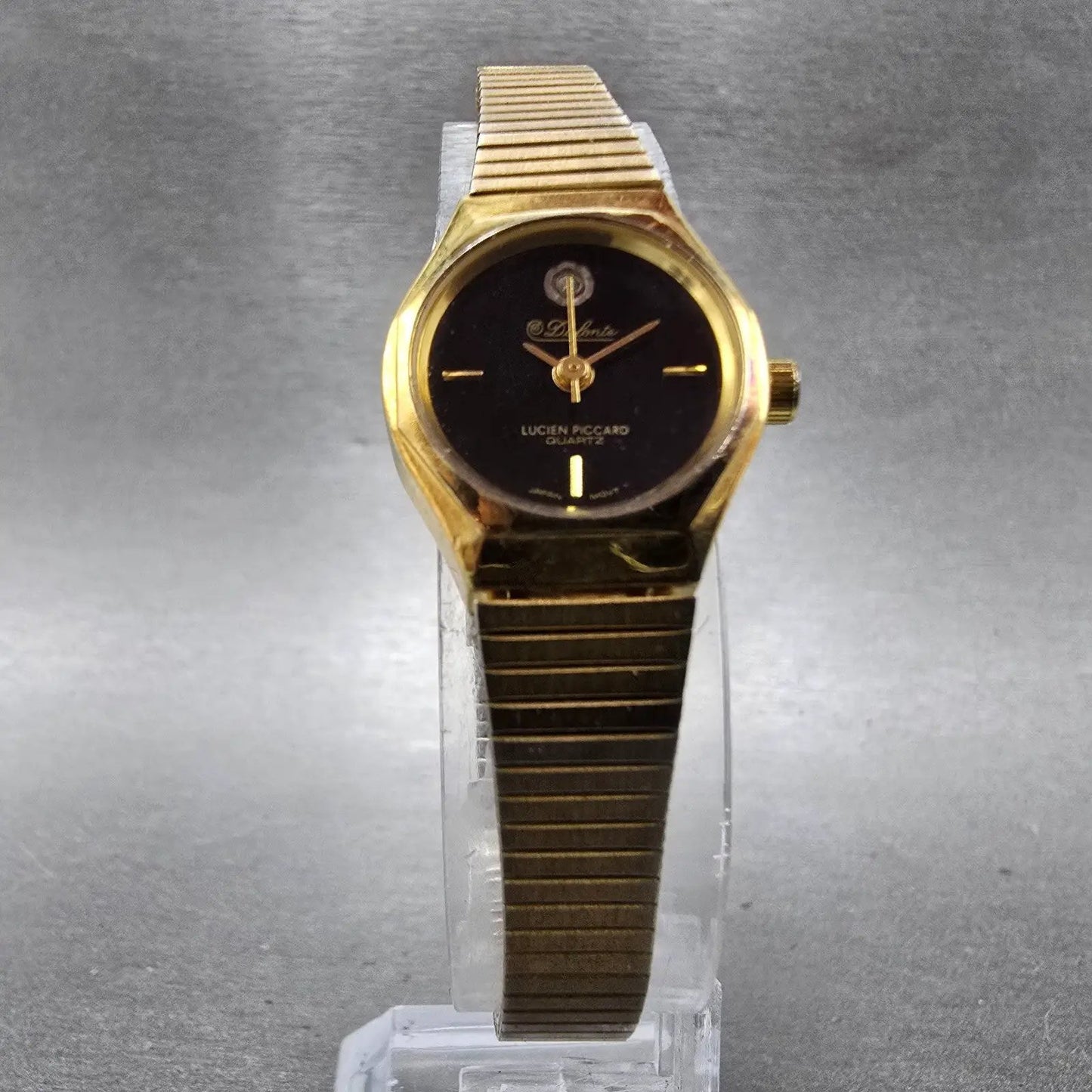 Lucien Piccard Defonte Watch Women 19mm Black Dial Gold Tone 5839 New Battery5