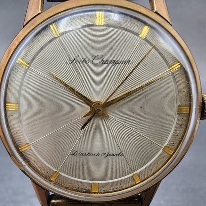 Seiko Champion Watch Men 35mm Silver Dial Gold Tone Manual 17J J14082 PARTS2