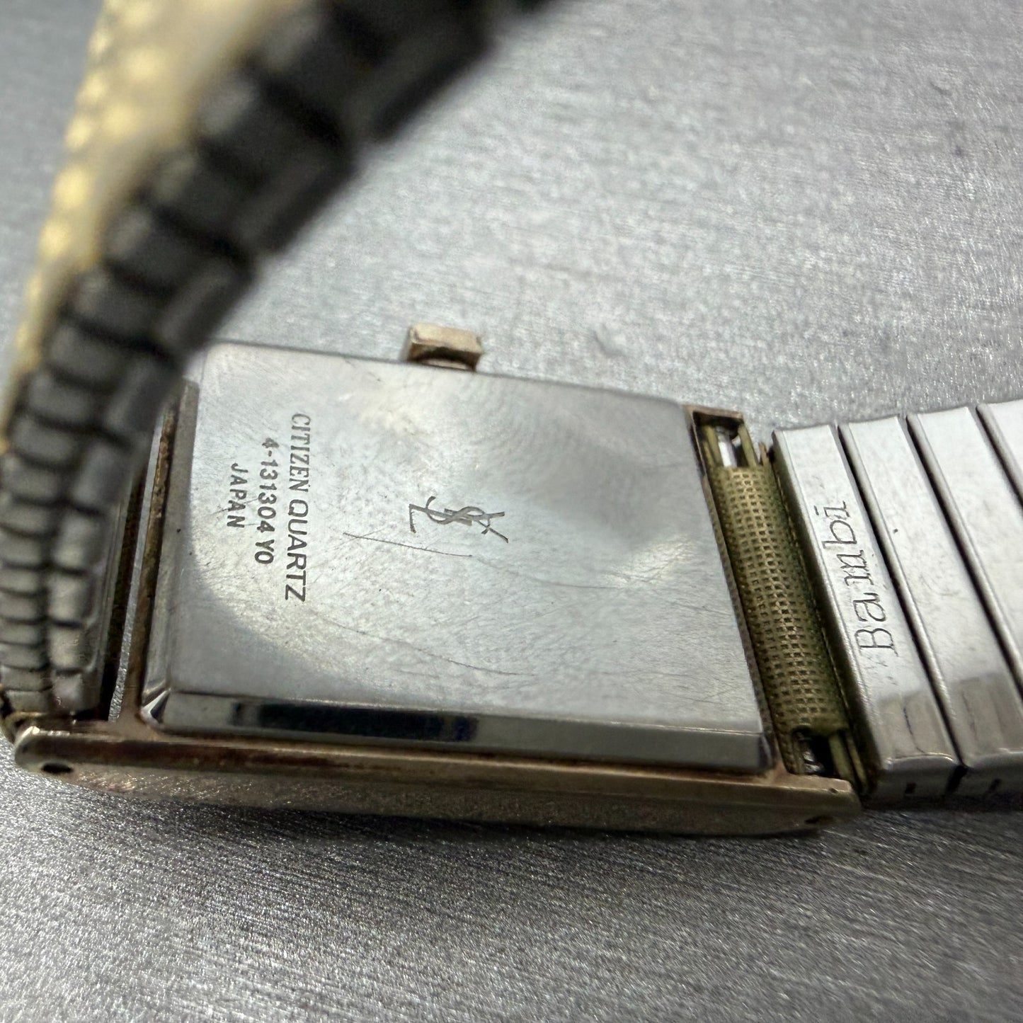 Yves Saint Laurent Tank Watch Women 21mm Brown Dial Gold Tone Rectangle PARTS11