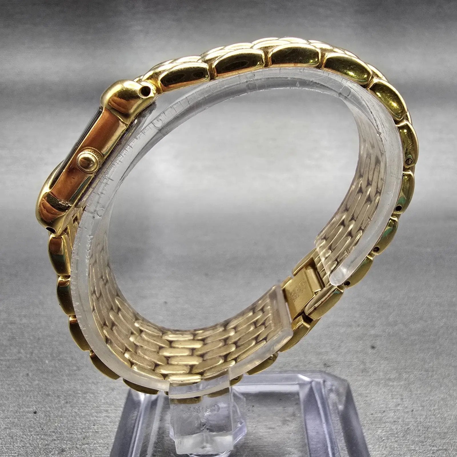 Seiko Watch Women 19mm Black Dial Gold Tone Asymmetrical 4N00-5749 New Battery6