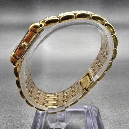 Seiko Watch Women 19mm Black Dial Gold Tone Asymmetrical 4N00-5749 New Battery6