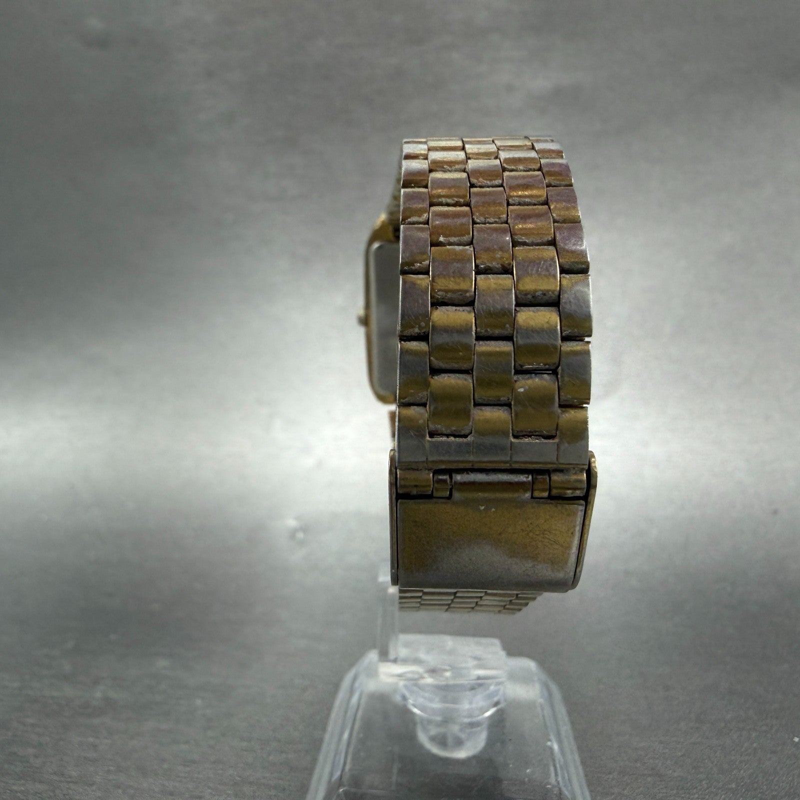 Seiko Tank Watch Men 25mm Silver Dial Gold Tone Rectangle V701-5k09 New Battery7