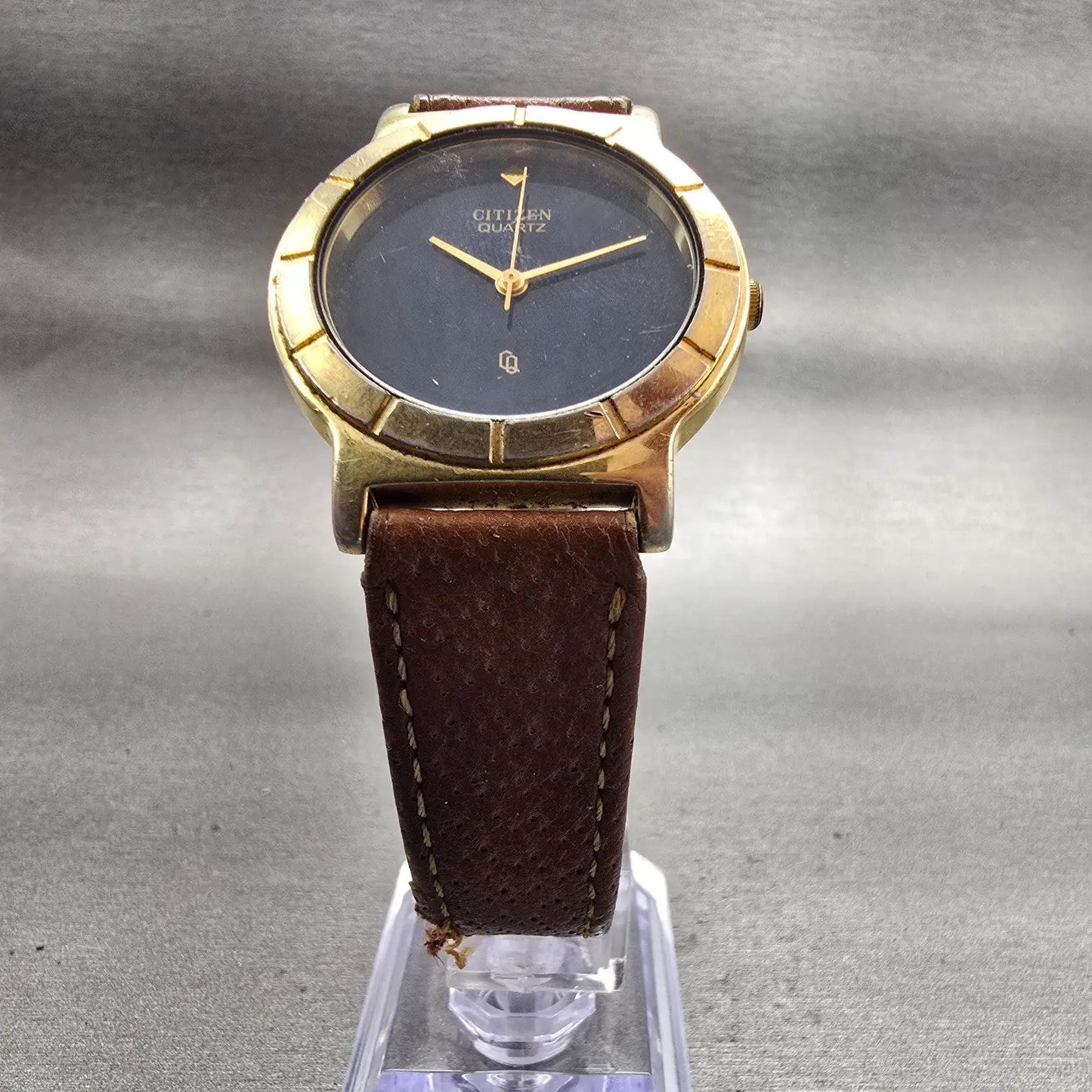Citizen CQ Watch Men 33mm Blue Dial Gold Tone Round 6031-075609 New Battery VTG5