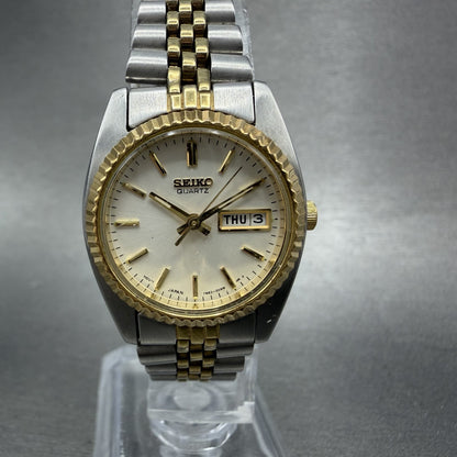 Seiko Watch Women 25mm White Dial Two Tone daydate Round 7n830041 New Batt AB560