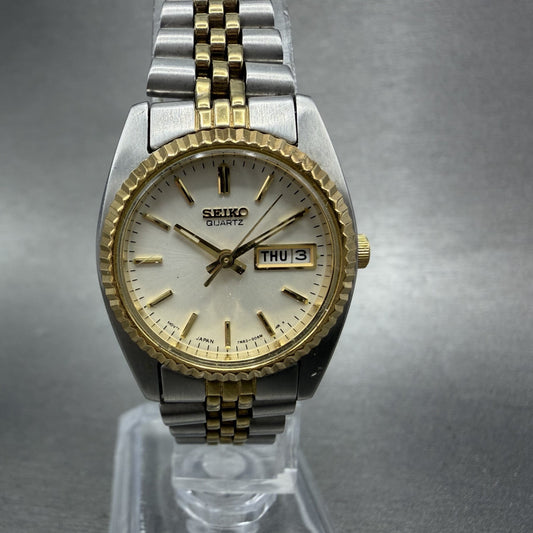 Seiko Watch Women 25mm White Dial Two Tone daydate Round 7n830041 New Batt AB560