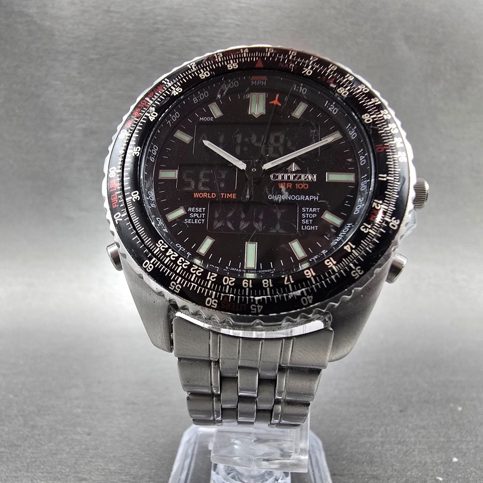 Citizen Promaster Wingman Watch Men 41mm Black Dial Steel Ani Digi READ!! NewBat6