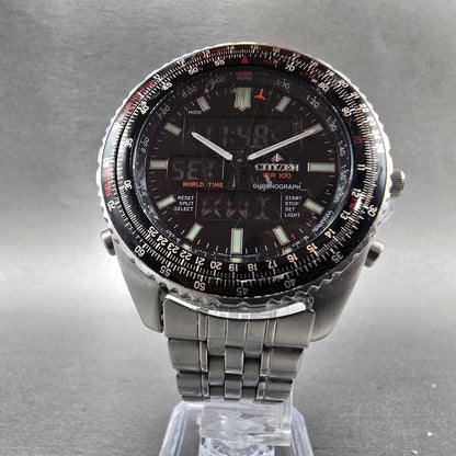 Citizen Promaster Wingman Watch Men 41mm Black Dial Steel Ani Digi READ!! NewBat6