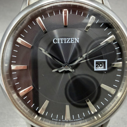 Citizen Eco-Drive Watch Men 37mm Black Dial Silver Tone Date E111-S067901 Works1