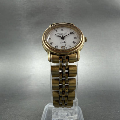Raymond Weil Watch Women 24mm White Dial Gold Tone Date Round 5322 New Battery5